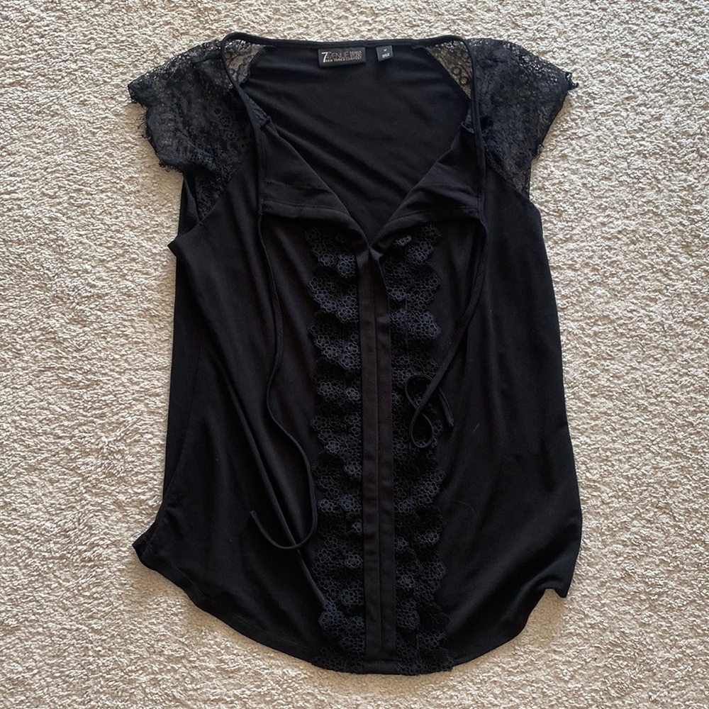 Black shirt with lace detail